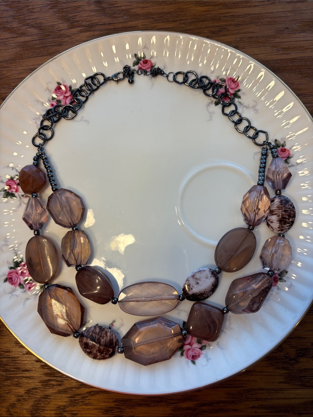 Women's Purple Statement Beaded Necklace - Unbranded